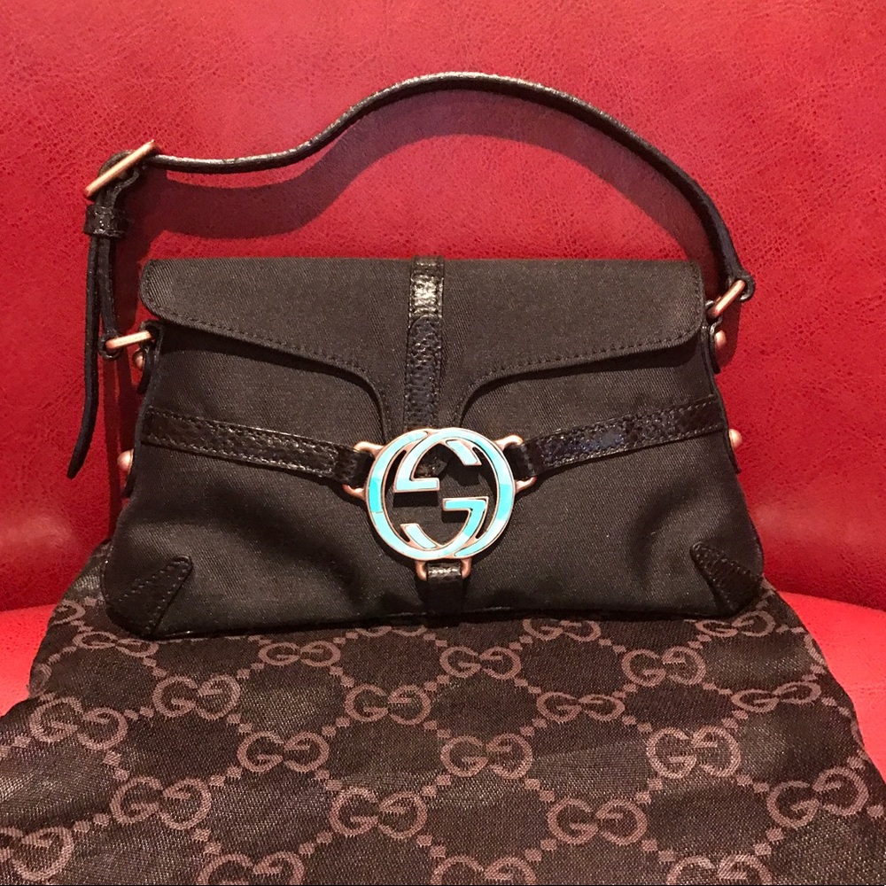 **SOLD** GUCCI- Black Satin Mini sachet - Picture 1 of 8